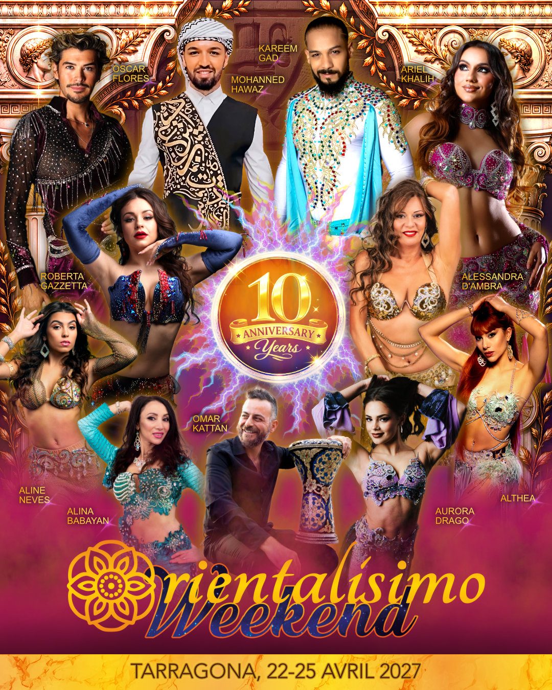 Affiche du festival avec les professeurs Kareem Gad, Ryan Guo Chao, Julia Yakovyuk, Yassir Jamal, Muneerah, Dariya Babak, Alina Babayan