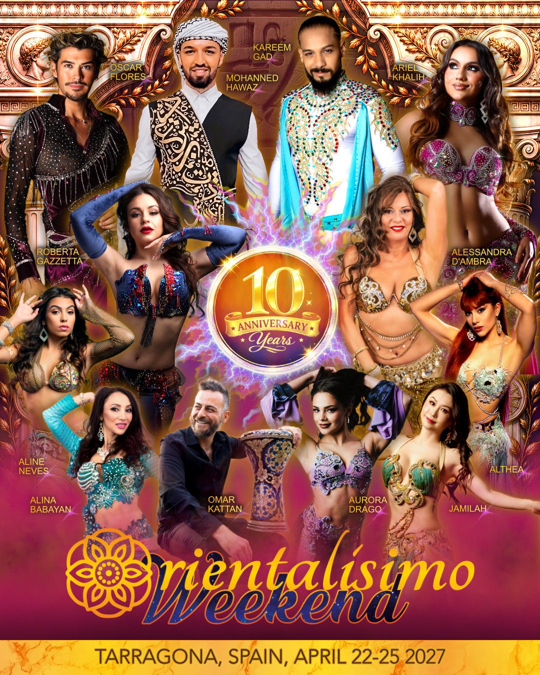 Poster of the festival with the teachers Kareem Gad, Ryan Guo Chao, Julia Yakovyuk, Yassir Jamal, Muneerah, Dariya Babak, Alina Babayan