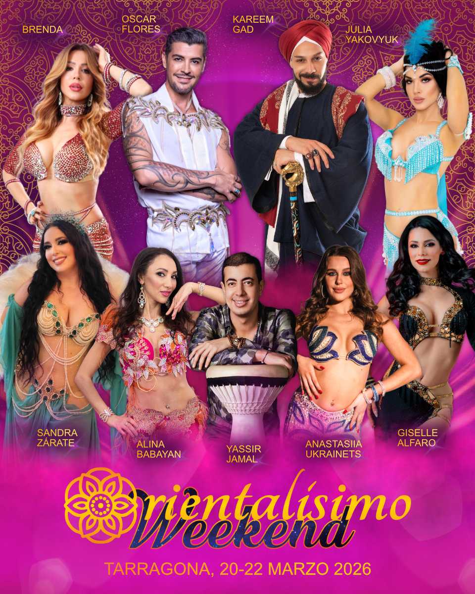 Cartel del festival con los maestros Kareem Gad, Ryan Guo Chao, Julia Yakovyuk, Yassir Jamal, Muneerah, Dariya Babak, Alina Babayan